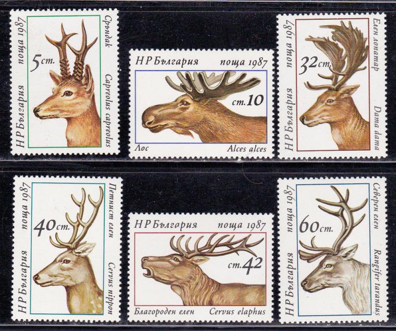 Bulgaria # 3256-3261, Deer, Elk, Mint NH, 1/2 Cat.