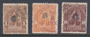 El Salvador 1899 Blue Wheel Overprints Complete Set Used. Scott 211-212A