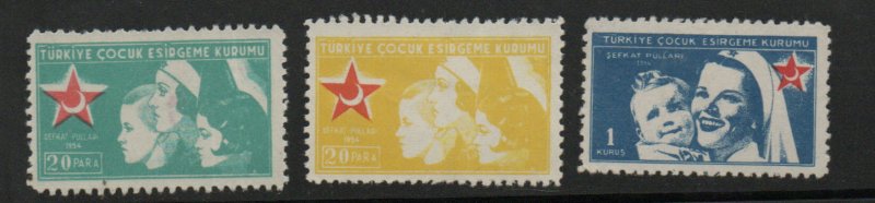 TURKEY Scott RA161-RA163 MH* red crescent child wilfare stamp set