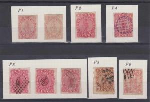 PARAGUAY 1870 LION Sc 1 GROUP OF 9 FORGERIES GOOD TO CRUDE DIVIDED BY TYPES 