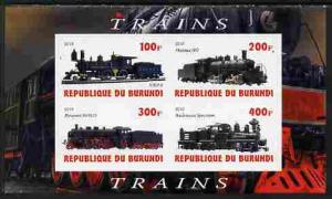 Burundi 2010 Steam Locomotives #4 imperf sheetlet contain...
