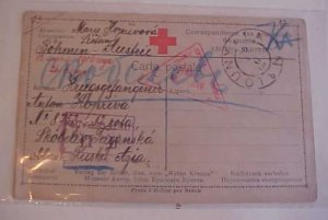 BOHEMIA RED CROSS  LOUNY TO OBALST SIBERIA DEC 1915 on CARD