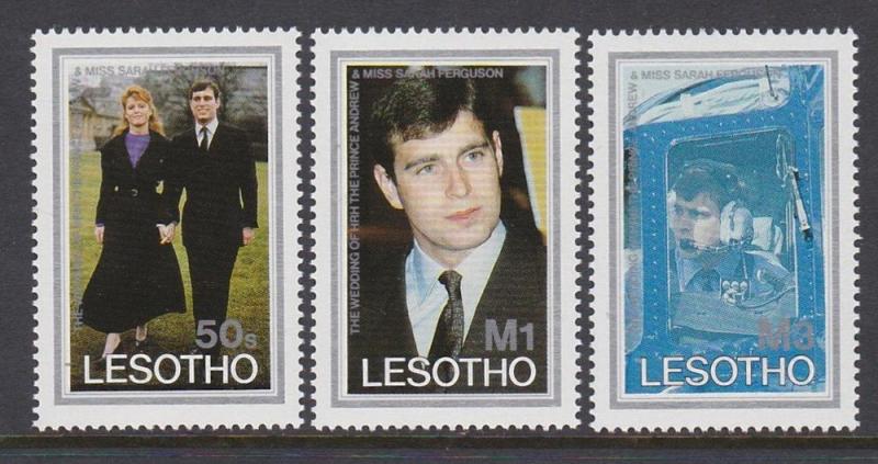 Lesotho 1986 QEII Royal Wedding Scott (545-47) MNH