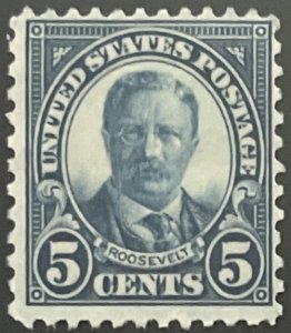 Scott #637 1927 5¢ Theodore Roosevelt rotary perf. 11 x 10.5 unused no gum