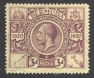 Bermuda Sc# 76 Used 1921 3p King George V