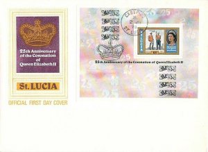 St Lucia 1978 Coronation Elizabeth II sheet FDC unaddressed VGC