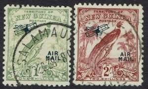 NEW GUINEA 1932 UNDATED BIRD AIRMAIL 1/- AND 2/- USED