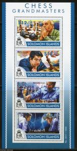 SOLOMON ISLANDS  2015  CHESSMASTERS KASPAROV KRANMIK ANAND CARLSEN  SHT  MINT NH