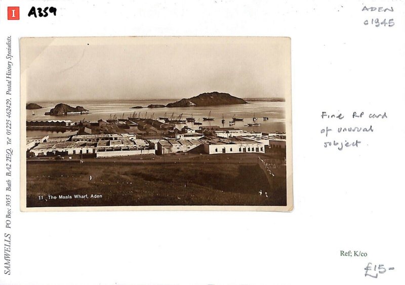 ADEN REAL PHOTOGRAPH Card *The Maala Wharf* Postcard c1945{samwells-covers) A359