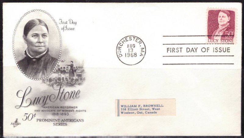 F721   UNITED STATES   FDC # 1293      Prominent Americans - Lucy Stone Issue