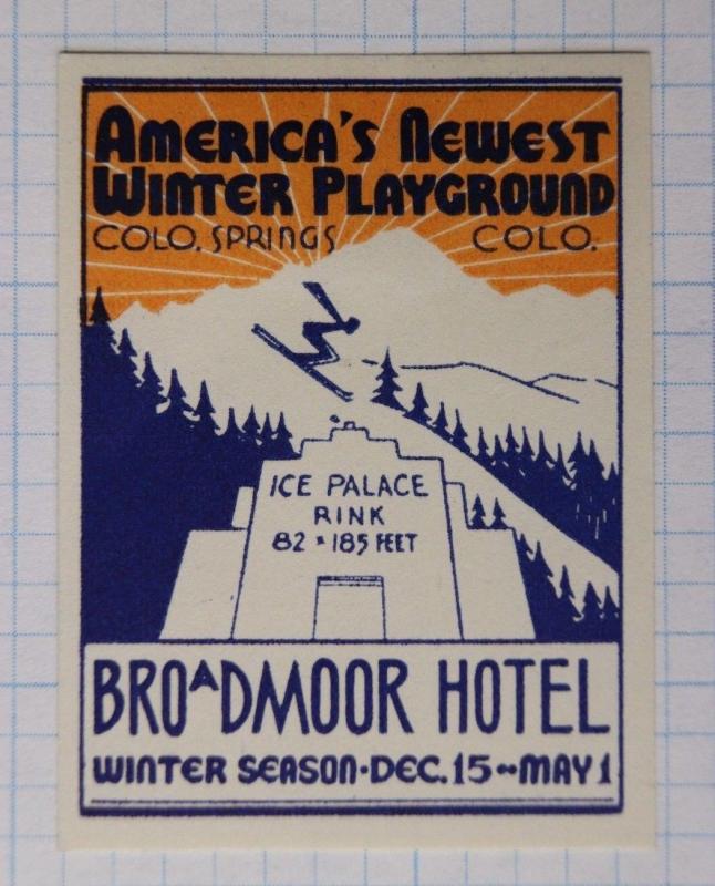 Broadmoor CO Springs Winter Playground Hotel ski jump snow ice rink Poster ad