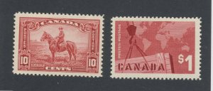 2x Canada MNH VF Stamps; #223-10c Mountie MNH VF, & #411-$1.00 Exports MNH VF. G