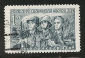 Czechoslovakia Scott 424 used 1950 soldier stamp
