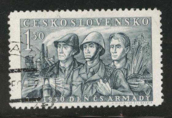 Czechoslovakia Scott 424 used 1950 soldier stamp