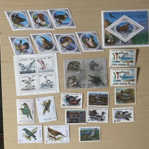 Lot of 30 Bird Stamps MNH World Latvia Russia Romania CCCP Nature Mint