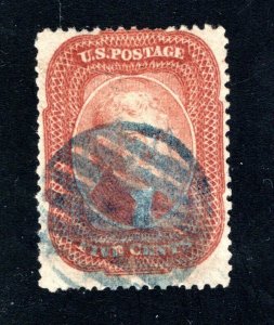 US #27    F/VF, Used, blue grid cancel,  Light Cancel, CV $1450.  ....   6780014