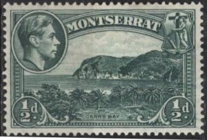 Montserrat 92 (mhr) ½p Carr’s Bay, George VI, dark green, perf. 14 (1942)