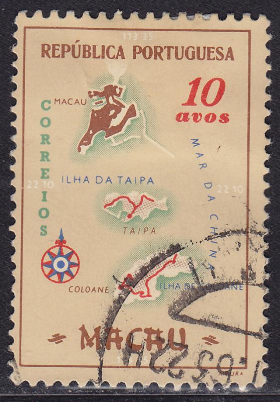 Macao 386 USED 1956 Macao Colony Map