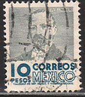 MEXICO 952, $10Pesos 1950 Definitive 3rd Printing wmk 350. USED. F-VF. (1433)