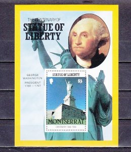 Montserrat, Scott cat. 636 only.. Statue of Liberty s/sheet. George Washington.