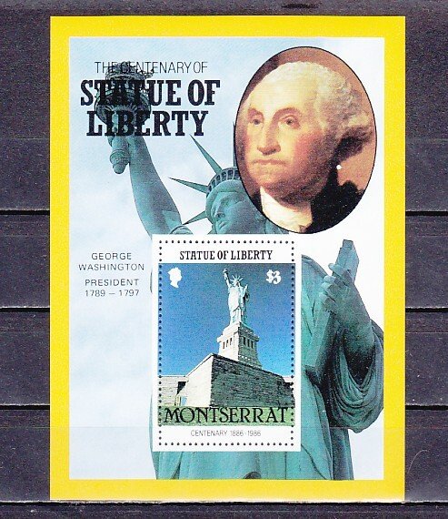 Montserrat, Scott cat. 636 only.. Statue of Liberty s/sheet. George Washington.