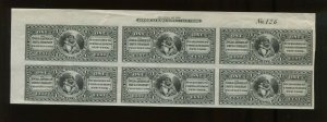 RS1P3 Private Die Proprietary Proof on India Paper Plate Block of 6 Stamps