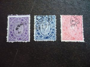 Stamps - India - Travancore - Scott# 4-6 - Used Part Set of 3 Stamps