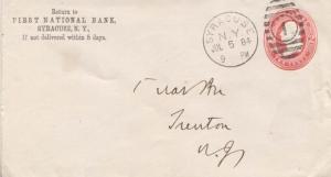 United States York Syracuse 1884 Wesson duplex Type H(1)  Postal Stationery E...