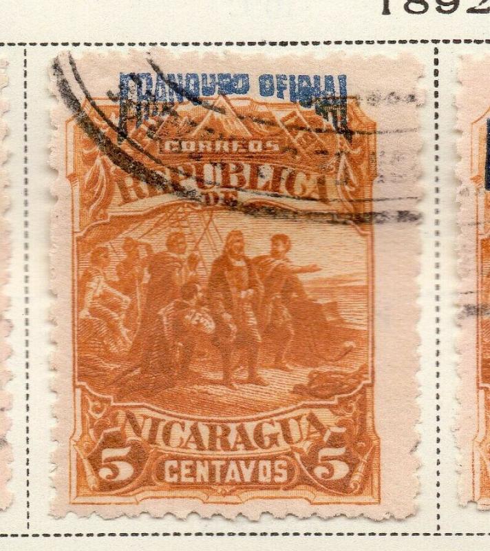 Nicaragua 1892 Early Issue Fine Used 5c. Official Optd 323708