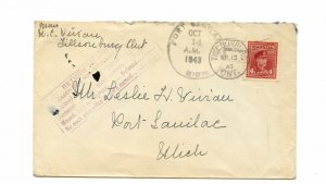 1943 Return to Sender to USA cover Canada