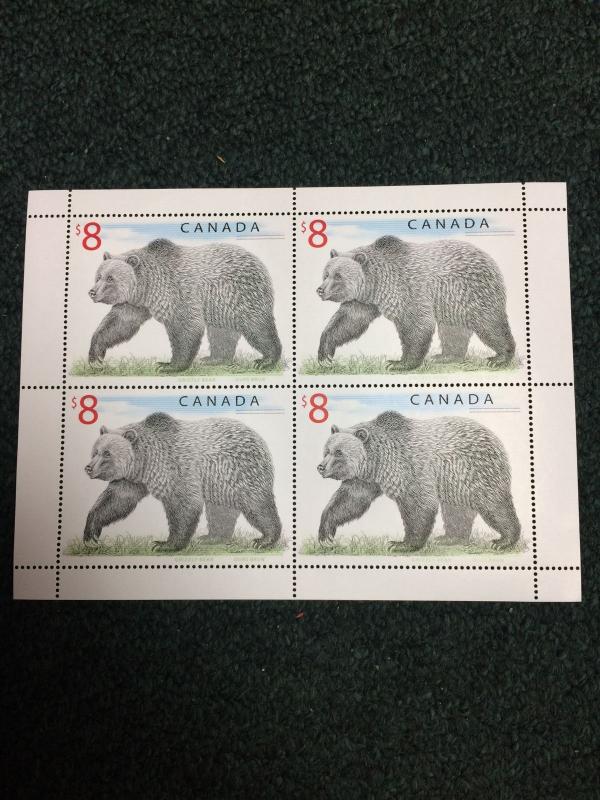 $8.00 Grizzley Bear Mini Sheet Of 4.  Mint NH 