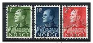 Norway 1959 Scott 370, 371, 372 used -  King Olaf V 