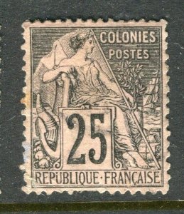 FRENCH COLONIES; 1880s early classic General issue used shade of 25c.  value