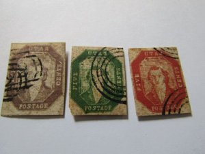 US Local Stamps 1852 Set of 3 used Utah-Mormon Stamps of Joseph Smith,