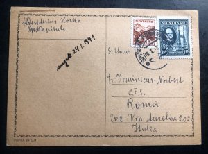 1941 Spiscke Slovakia Postcard Cover To Rome Italy 