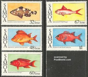 Samoa 1986, Fish 5v, MNH