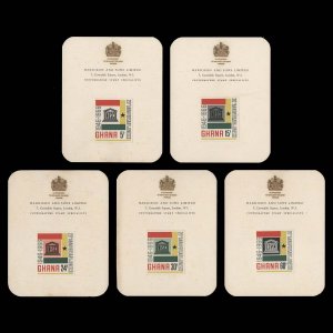 Ghana 1966 UNESCO Anniversary imperf proofs on presentation cards ✔️
