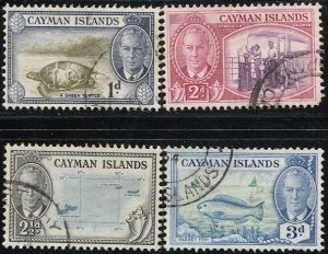 CAYMAN ISLANDS 1950 Sc 124,126-128 Used VF Turtle - Fish - Map