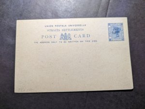 Mint Straits Settlements Postal Stationery Postcard Two Cents Overprint