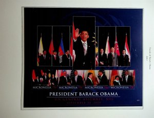 MICRONESIA Sc 917-19 NH 3 MINISHEETS OF 2011 - PRESIDENT OBAMA - (JO23)