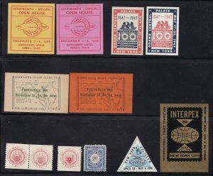 US Vintage Philatelic Exposition Souvenir Stamps 12 Mixed Rubber City, NPS (655)