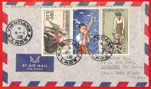 aa6235 - LAOS - Postal History - AIRMAIL COVER to USA  1958 ELEPHANTS Music