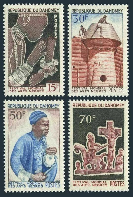 Dahomey 215-218,MNH.Michel 270-273. Negro Art Festival,Dakar-1966.Jewelry,Music,