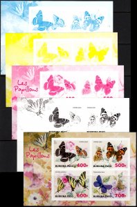 BURKINA FASO BUTTERFLIES PAPILLONS SCHMETTERLING FARFAL PROOF SET