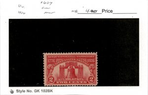 United States Postage Stamp, #627 Mint NH, 1926 Liberty Bell (AD)