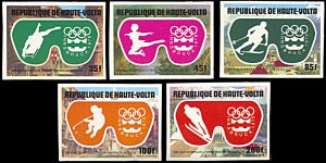 Upper Volta 384-386,C225-C226, MNH imperf., Innsbruck Winter Olympic Games