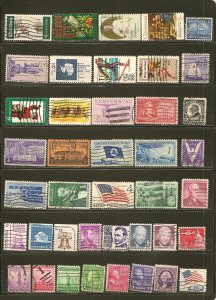 USA Collection of 43 Different Old Used Off Paper Stamps
