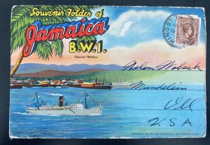 1939 Kingston Jamaica Souvenir Folder Postcards Cover To Mandelein IL Usa