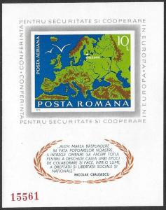 1975 Romania European Security Scarce Imperf Numbered SHEET Scott #C198A VF-NH-