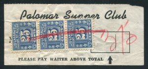 CANADA REVENUE FX78 USED EXCISE TAX STAMP STRIP OF 3 ON DOCUMENT